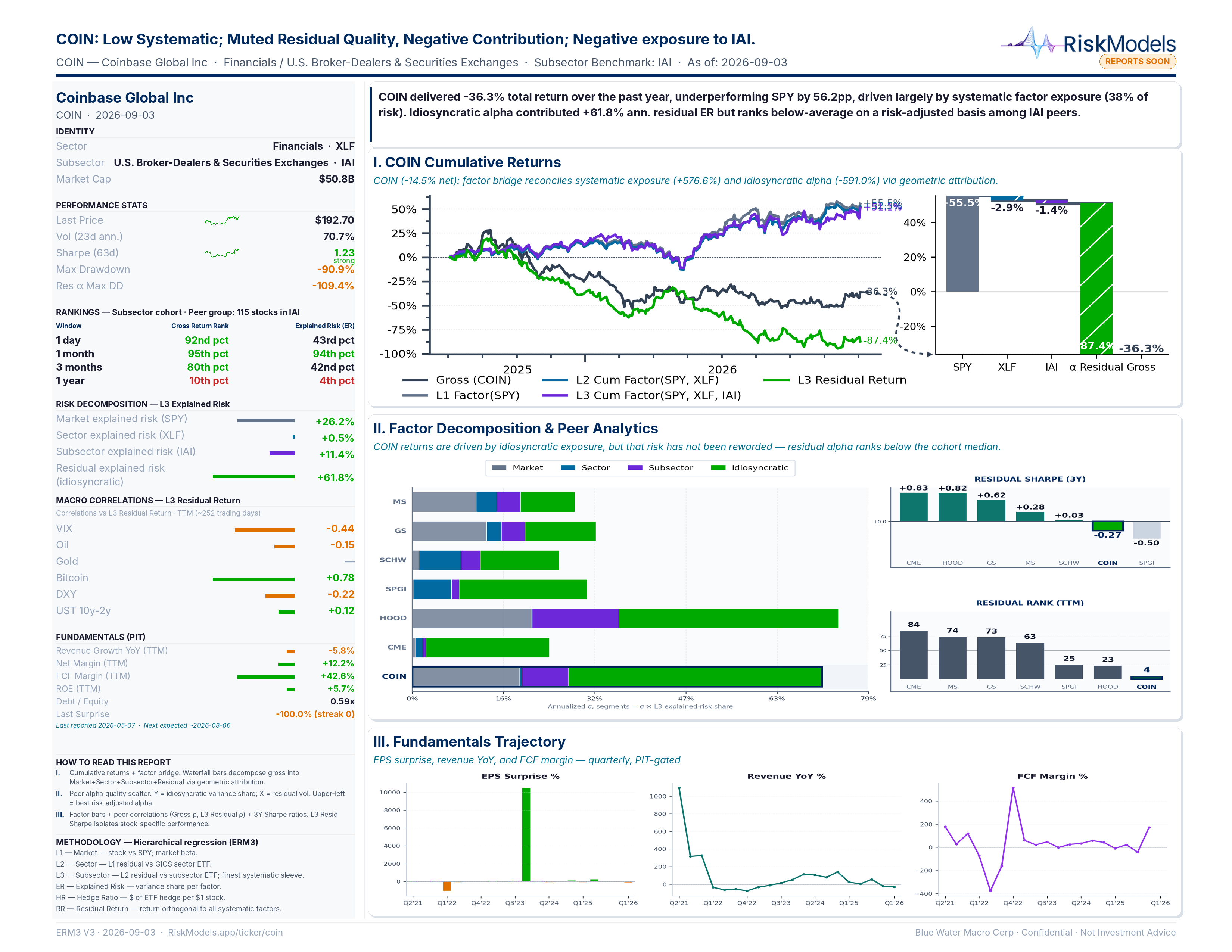 COIN factor & risk decomposition snapshot